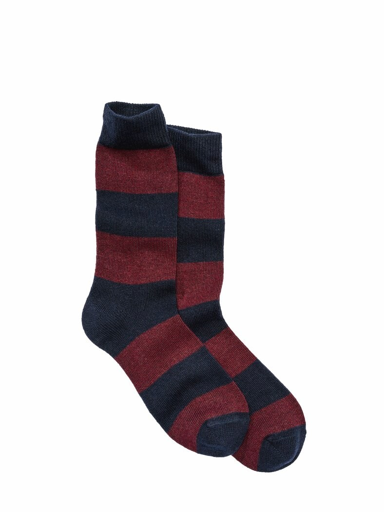 Breitstreifen-Ideal-Socke bordeaux/navy