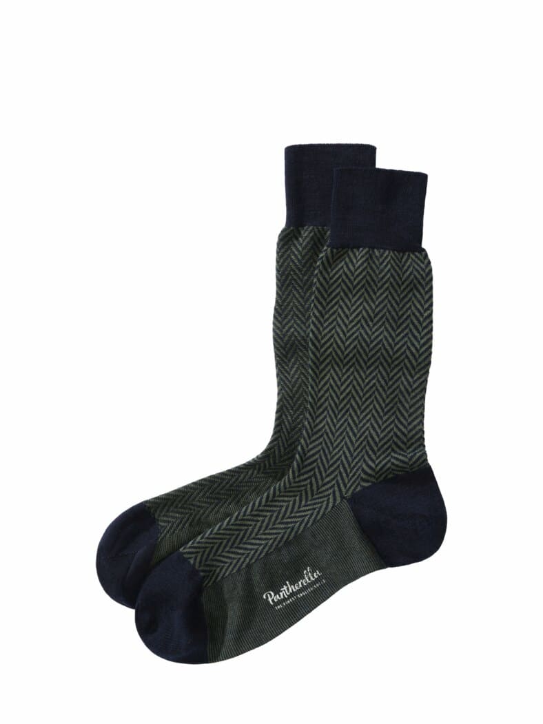 Pantherella Merino-Socke Hendon grün/schwarz