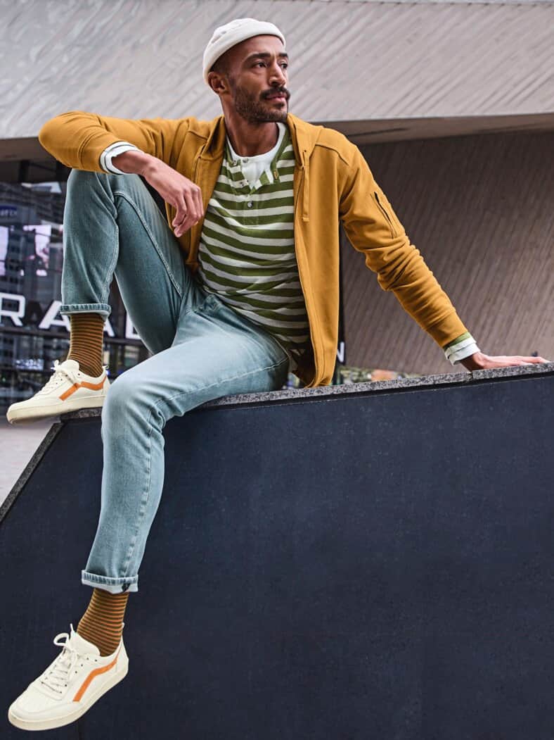 Gut-drauf-Socke Streifen grün/gelb