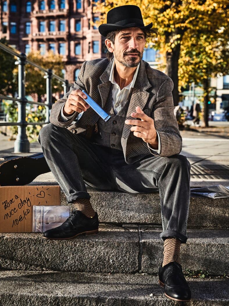 Schachspieler-Socke schlamm/gelb