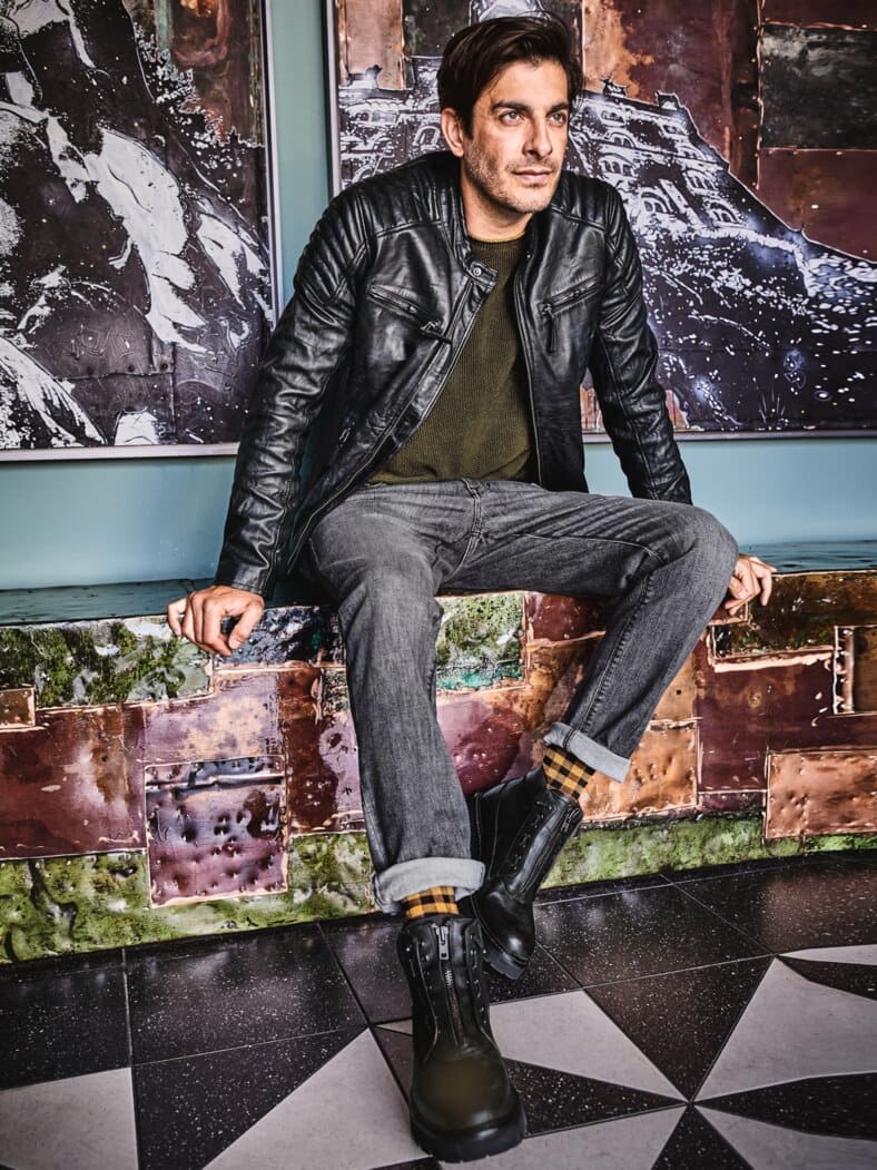 Raster-Socke Karo gelb/schwarz