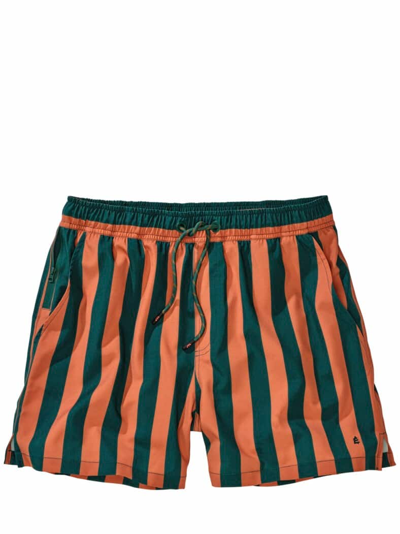 Resort-Badeshorts Streifen cognac/tanne