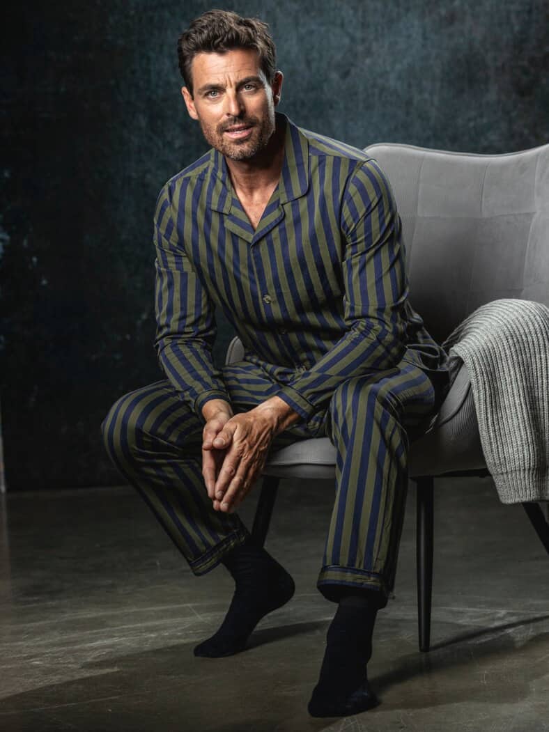 Streifen-Pyjama azur/salbei