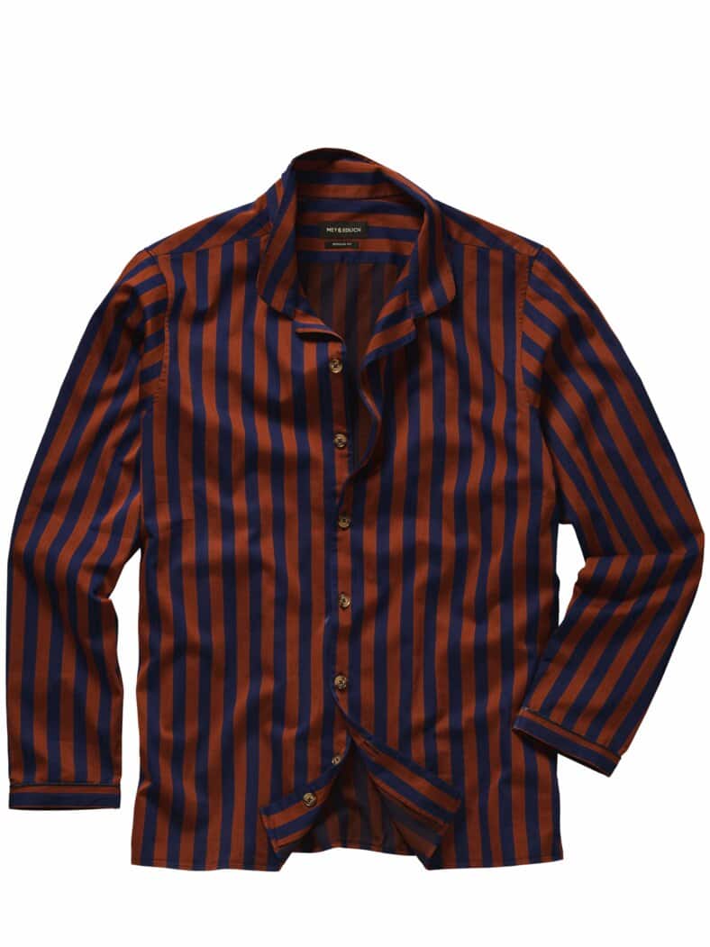 Streifen-Pyjama azur/ziegel