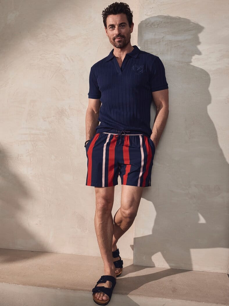 Resort-Badeshorts Streifen marina-sunset