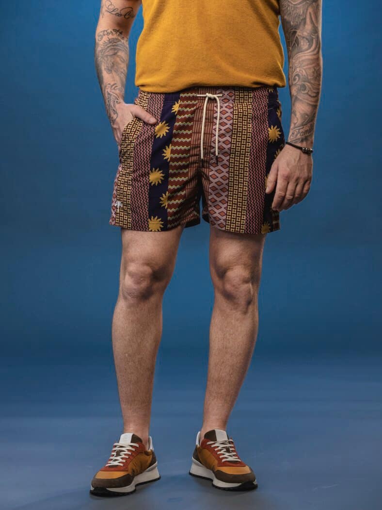 Ethno-Badeshorts dunkelrot