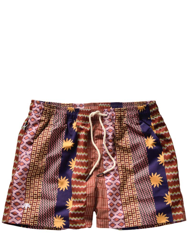 Ethno-Badeshorts dunkelrot