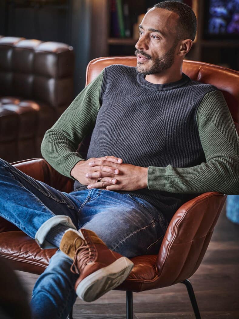 Hin-und-her-Jumper navy/oliv