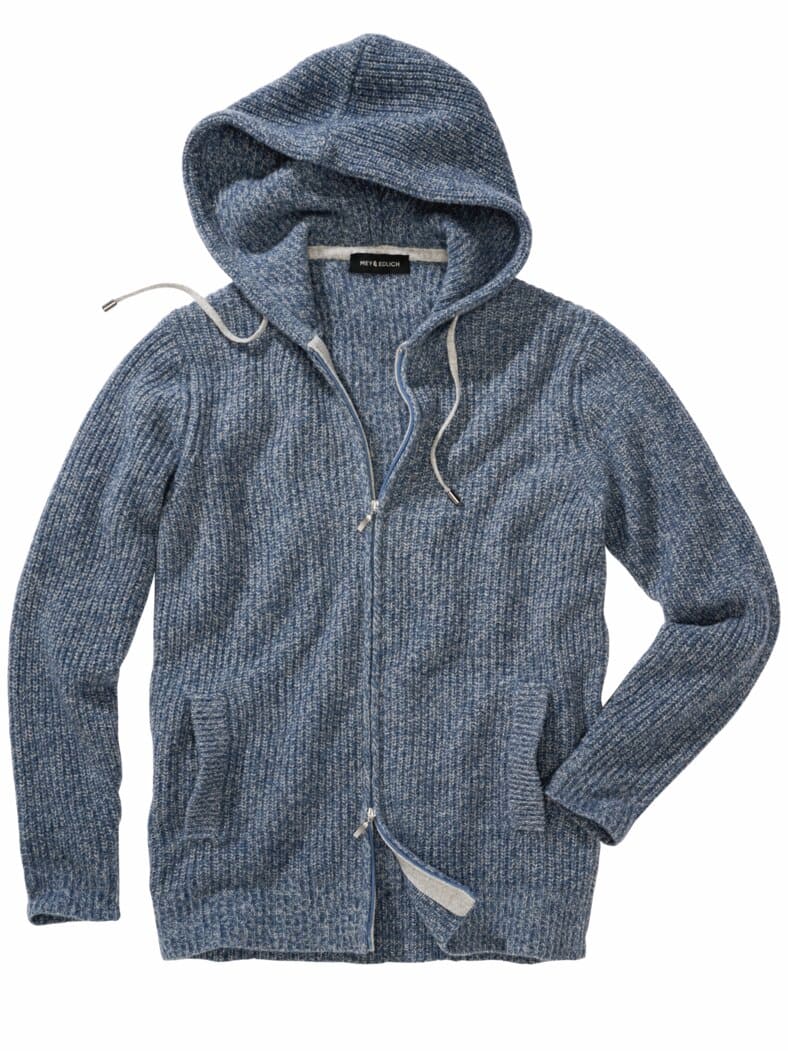 Italienischer Kapuzencardigan blaumelange