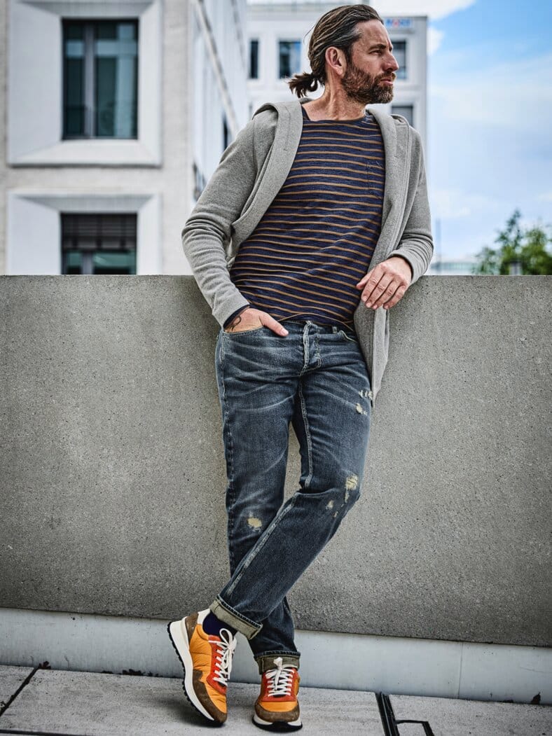 Offener Sweat-Hoodie steingrau