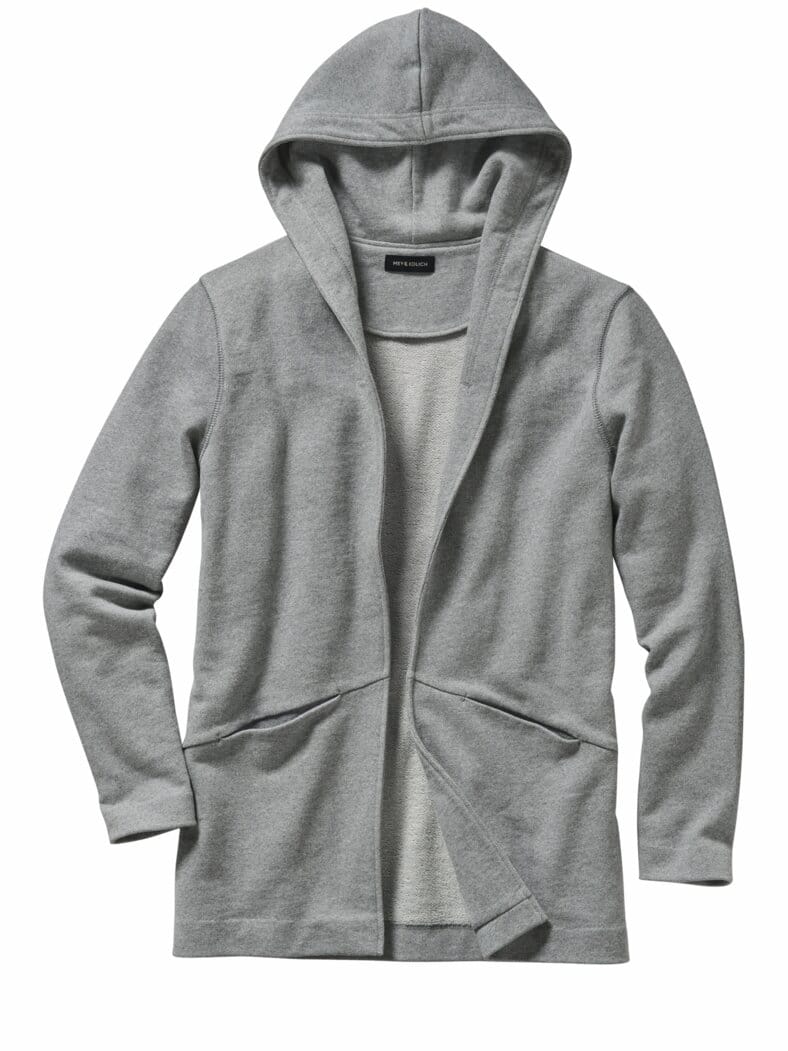 Offener Sweat-Hoodie steingrau
