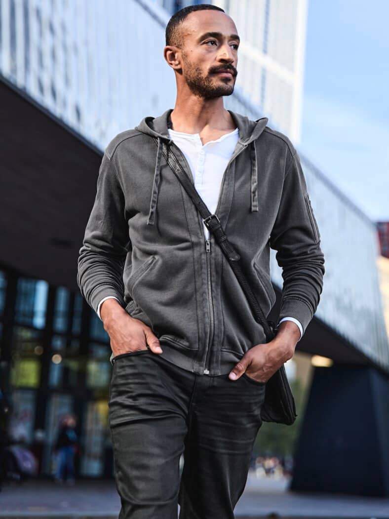 Selbstläufer-Sweatjacke asphalt