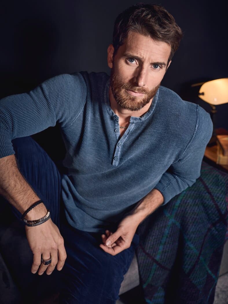 Waffle-Knit-Henley indigo