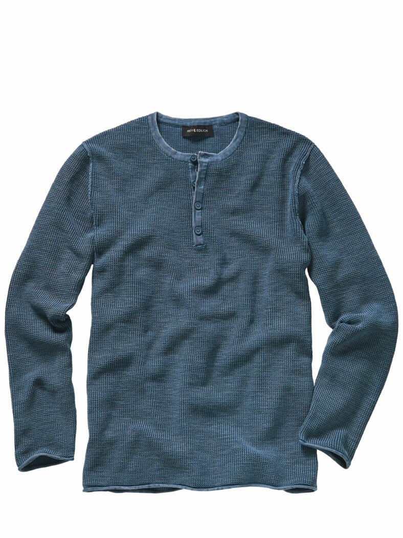 Waffle-Knit-Henley indigo