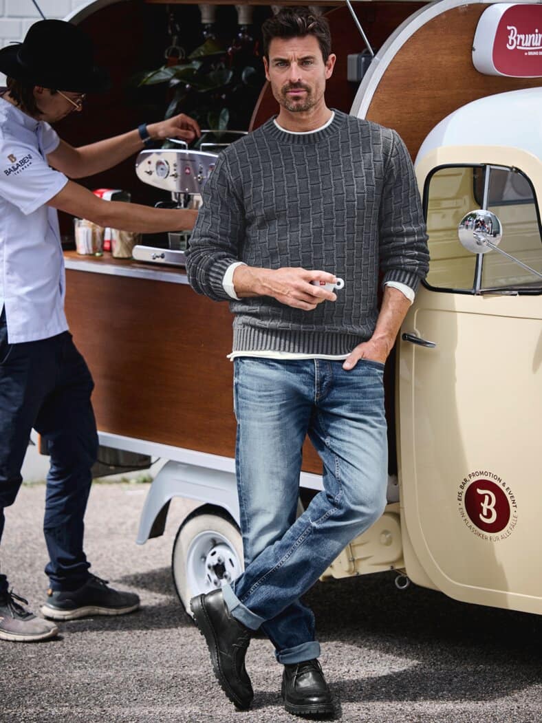 Grundstein-Pullover betonblau