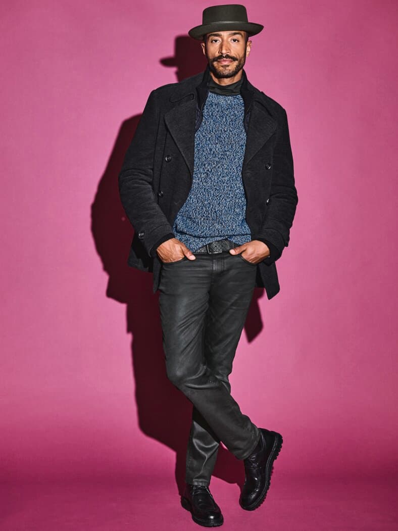 Lichtkunst-Pullover marine/weiß