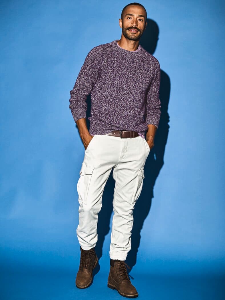 Lichtkunst-Pullover flieder/weiß