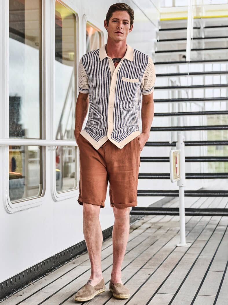 Antworten-Strickpolo sand/marine