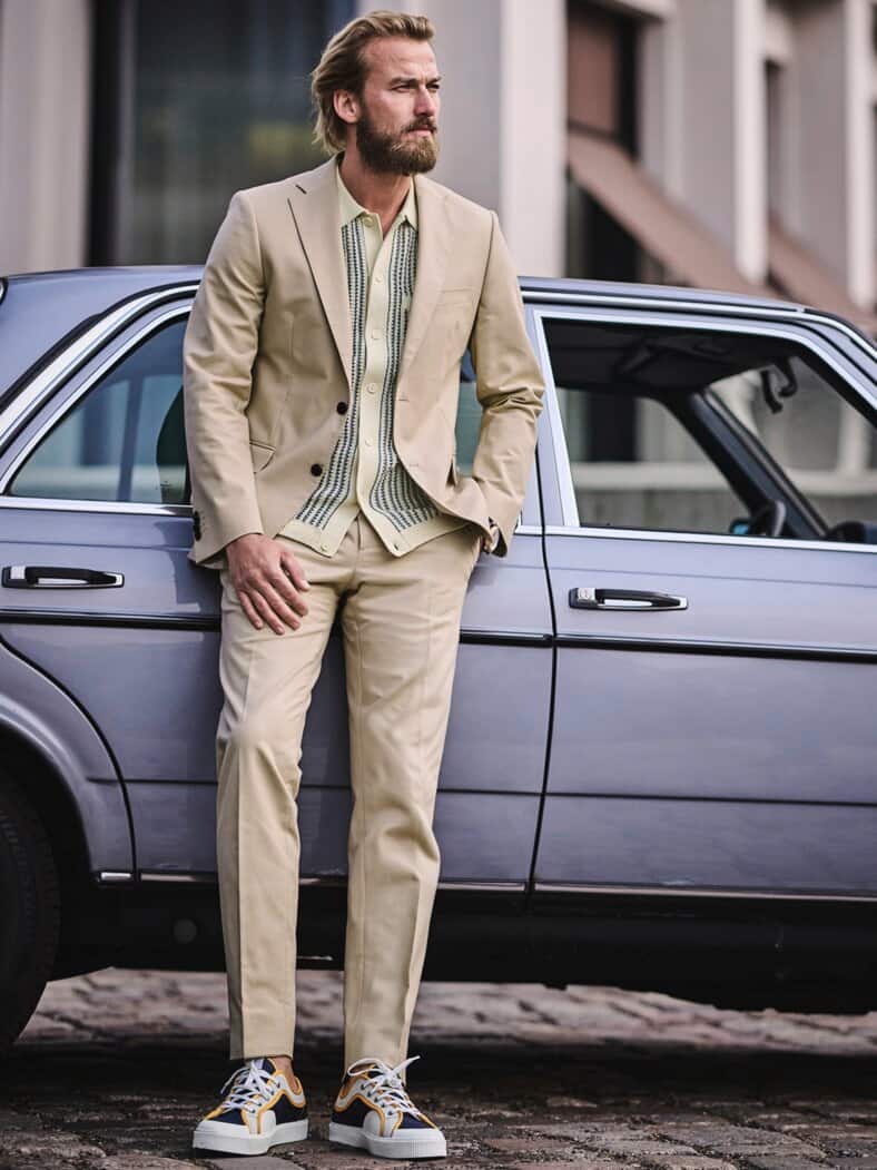 Antworten-Strickpolo sand/marine