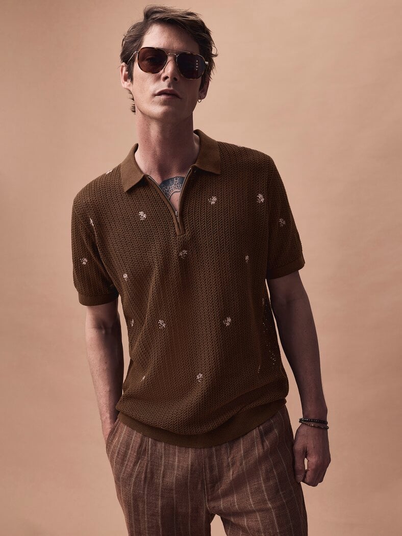 Schwachwerden-Strickpolo tabakblatt