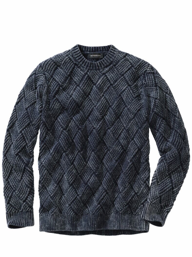 Flechtwerk-Pullover ozeanblau/gischt
