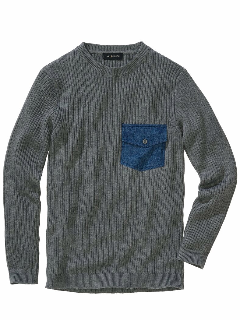 Mit-Jeans-Pullover granit
