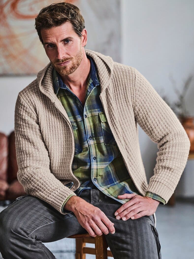 Waffel-Cardigan mandel