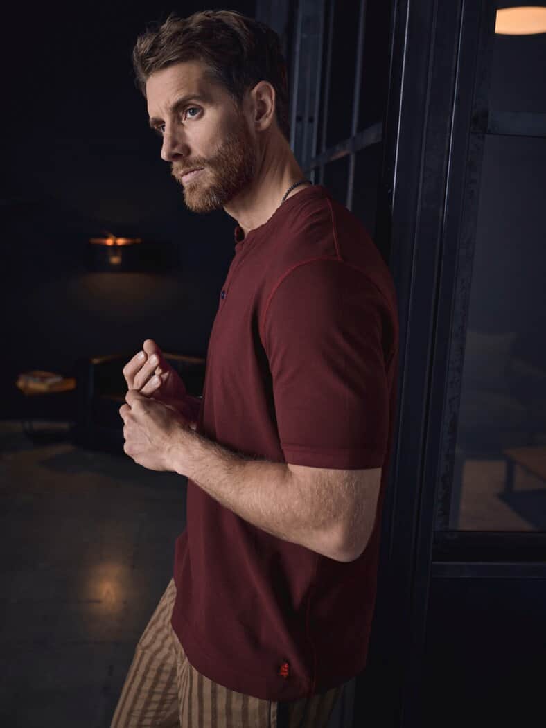 Stehkragen-Polo aubergine