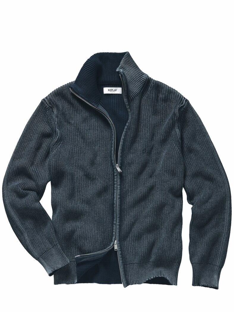 Used-Look-Cardigan jeansblau