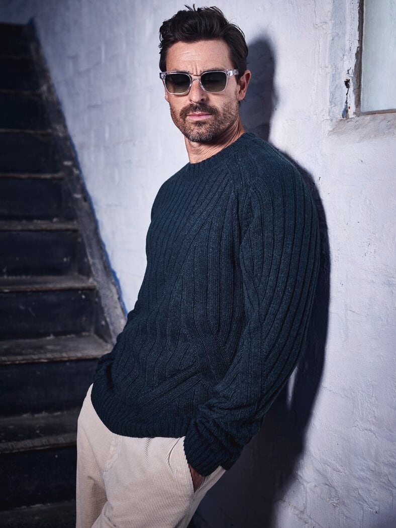 Op-Art-Pullover ozeanblau