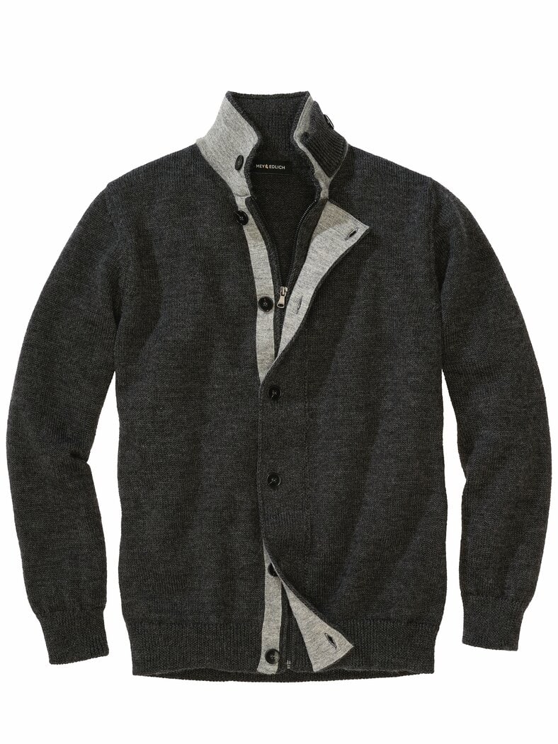 Alpin-urbane Strickjacke asphalt
