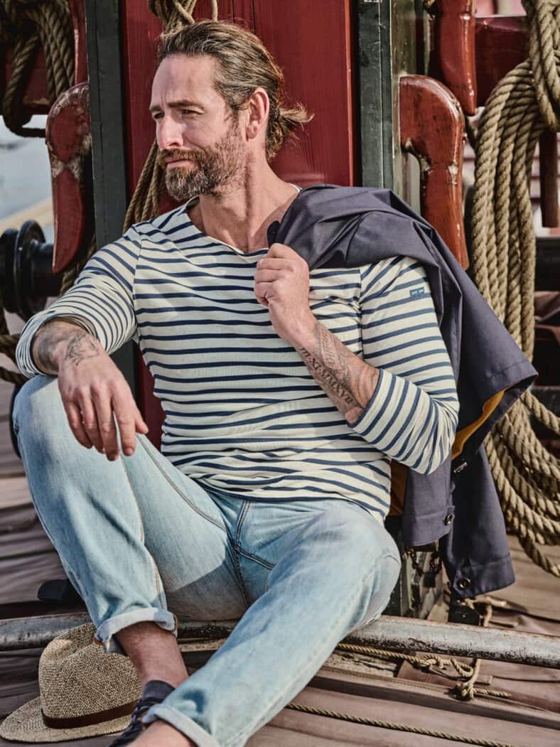 Bretagne-Shirt Streifen ecru/marine