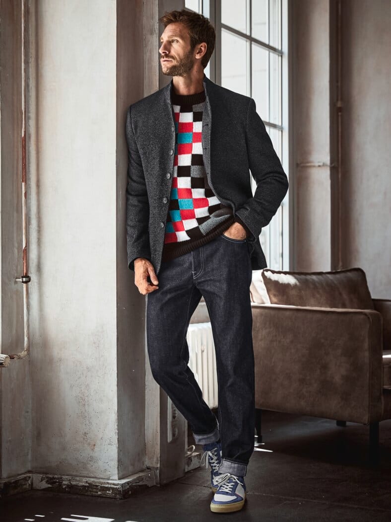 Computerpuzzle-Pullover Tetris schwarz/grau