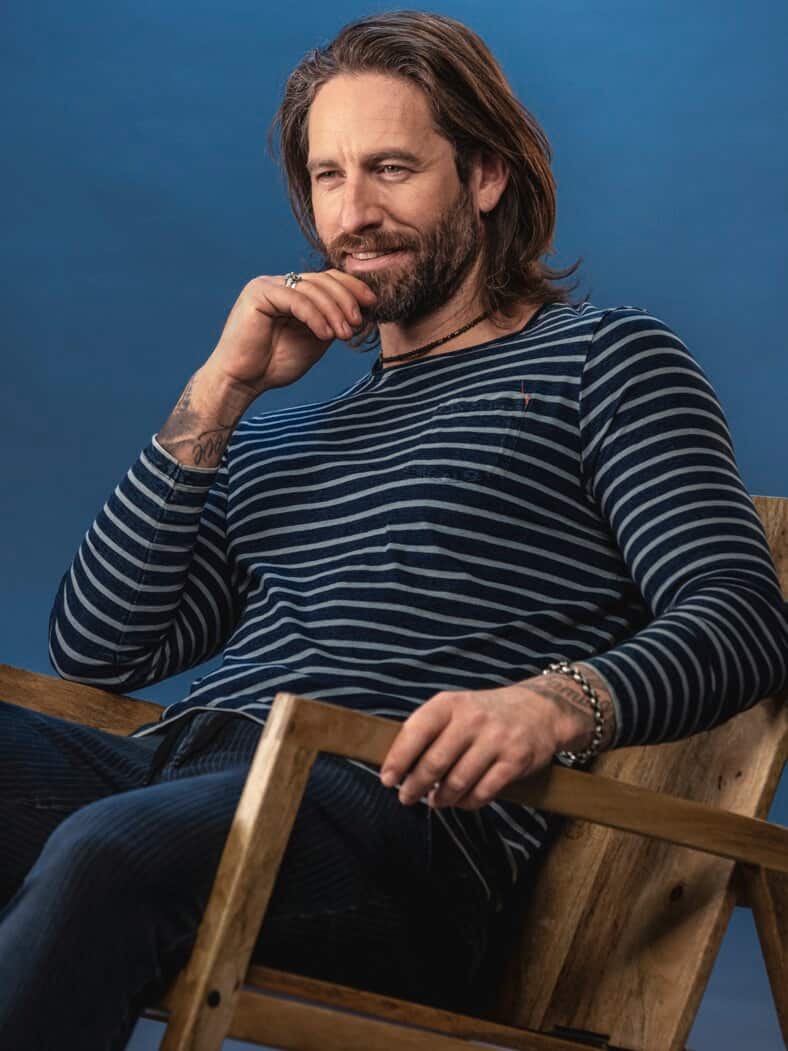 Indigolover-Longsleeve Streifen indigo