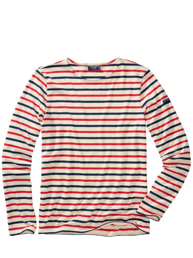 Bretagne-Shirt Streifen ecru/blau/rot