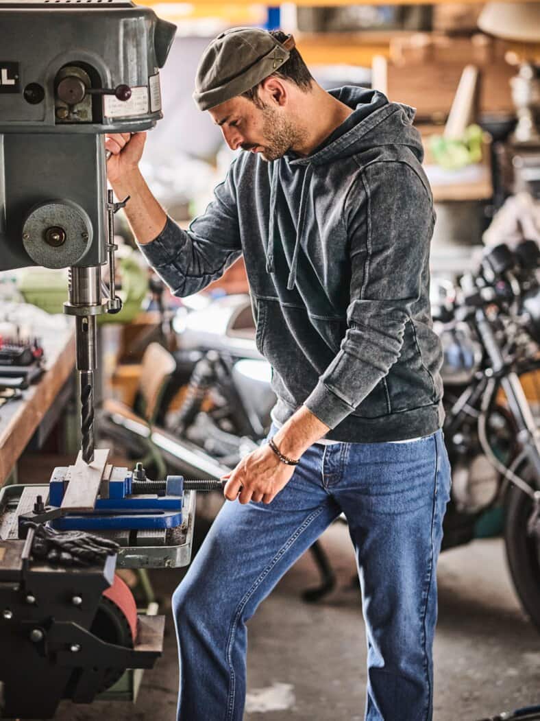 Ecken-Kanten-Denimhoodie used grey