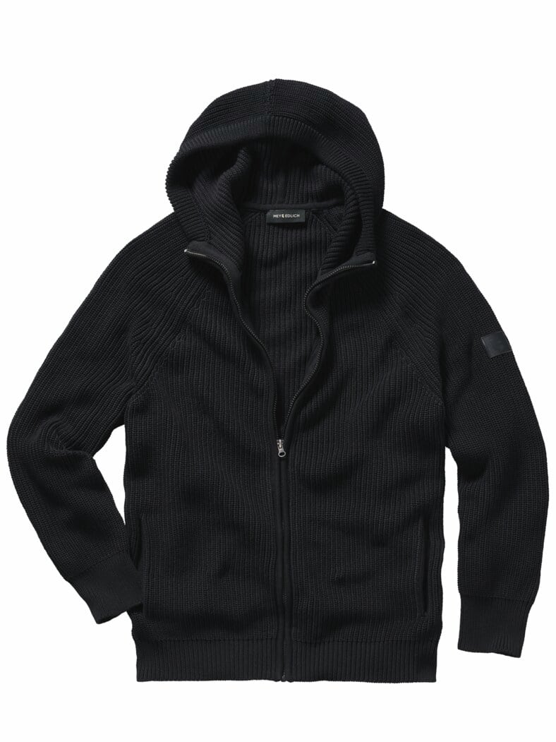 Gestrickte Kapuzenjacke piratenschwarz