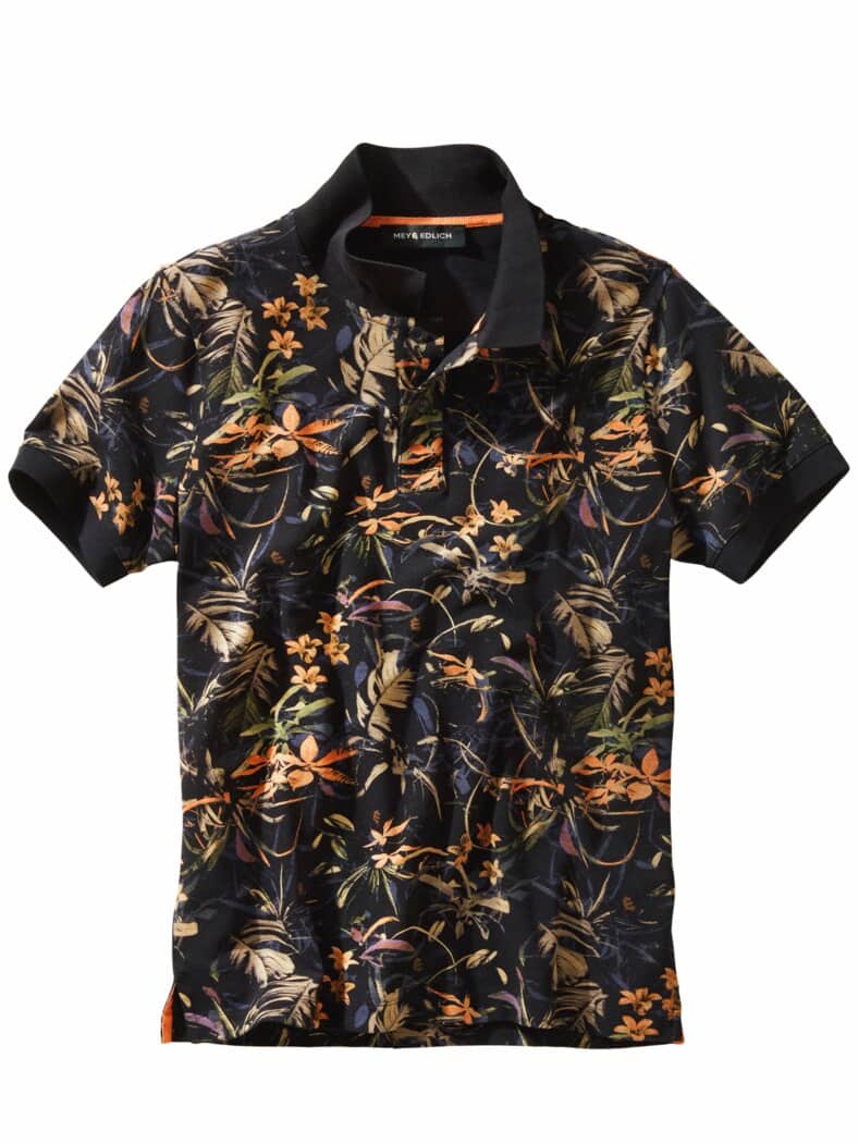 Hawaii-bei-Nacht-Polo schwarz/fluo-flora
