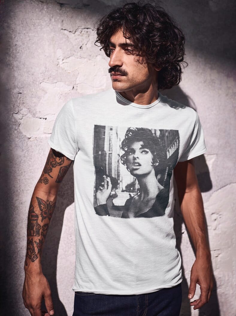 T-Shirt Linda Evangelista kreideweiß