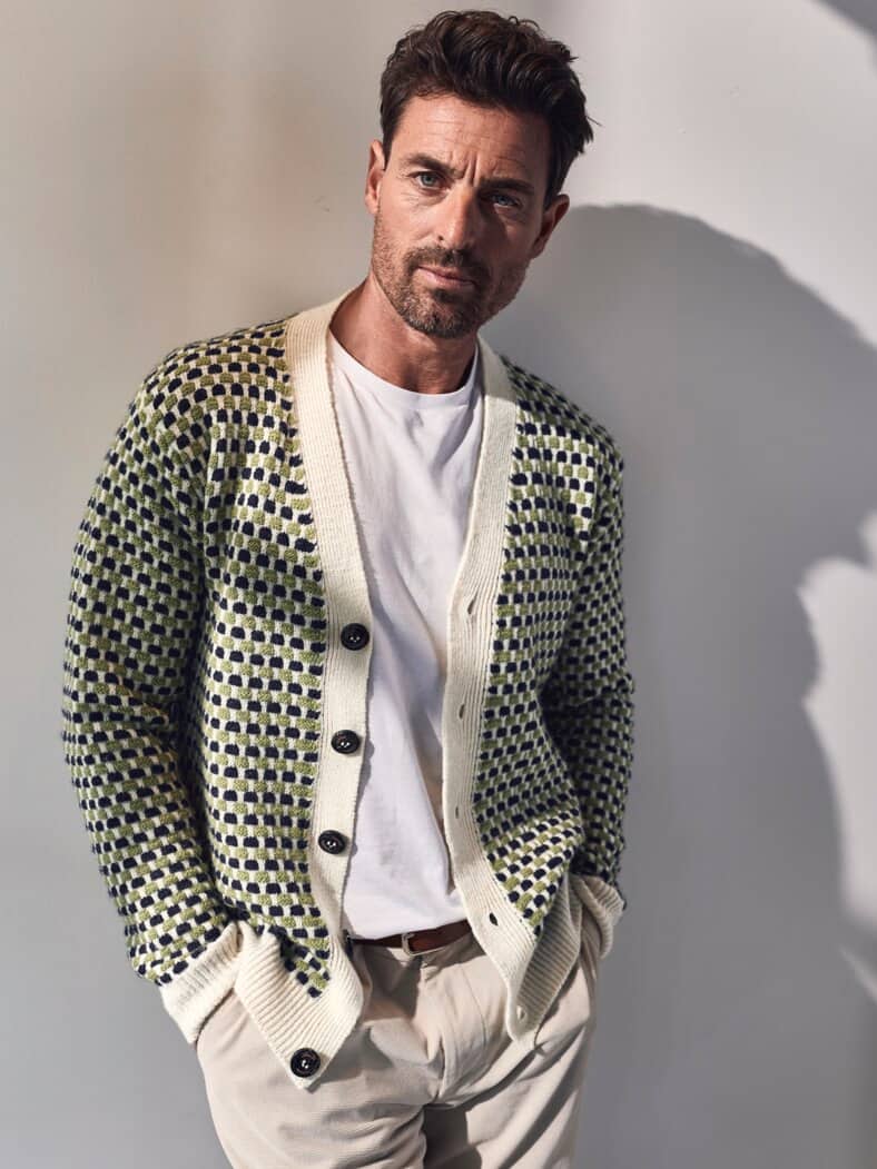 Network-Cardigan vanille/pistazie/navy