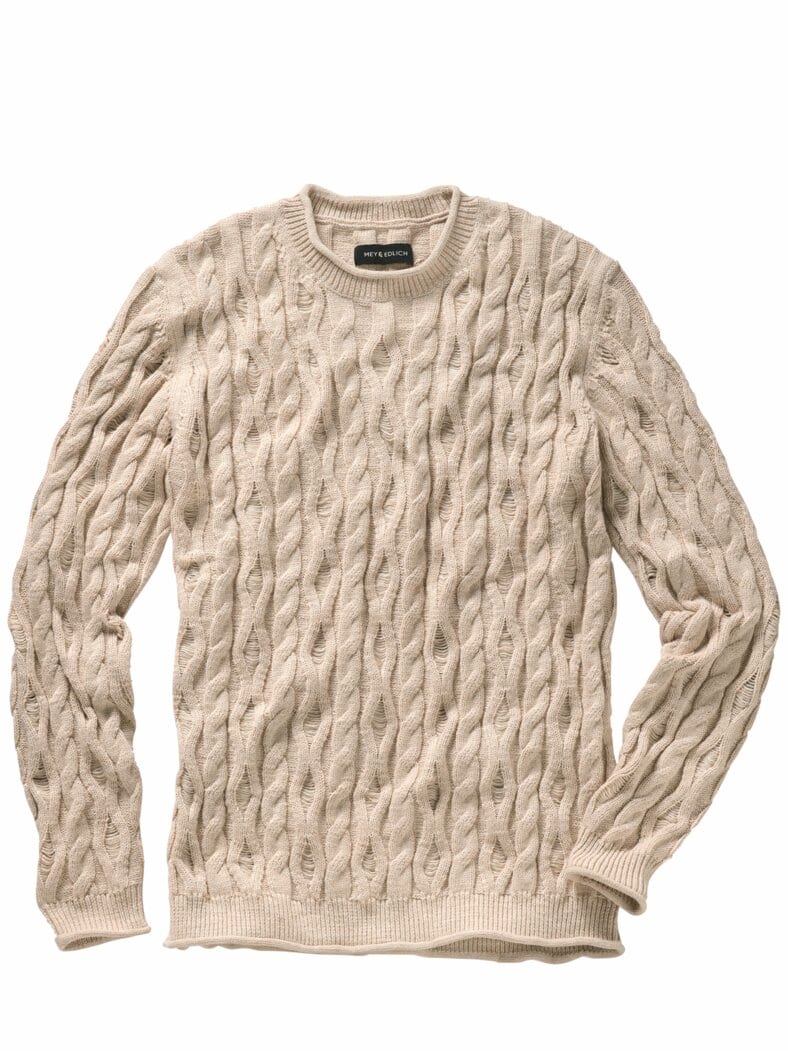 Lockerer Zopf-Pullover sand