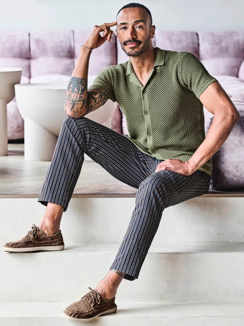 Waben-Strickpolo pistazienkern