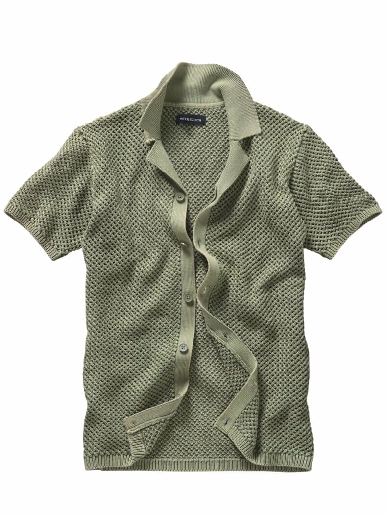 Waben-Strickpolo pistazienkern