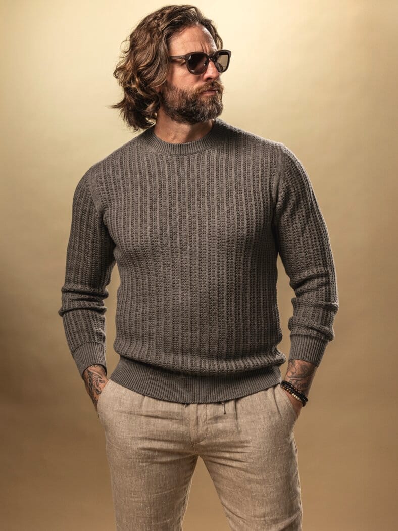 Extrafeiner Merino-Pullover anteak