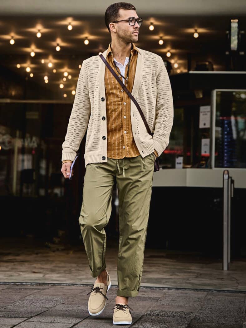 Perforierter Cardigan dünensand