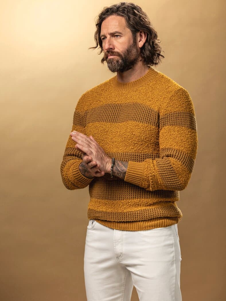 Keine-Konventionen-Pullover senf