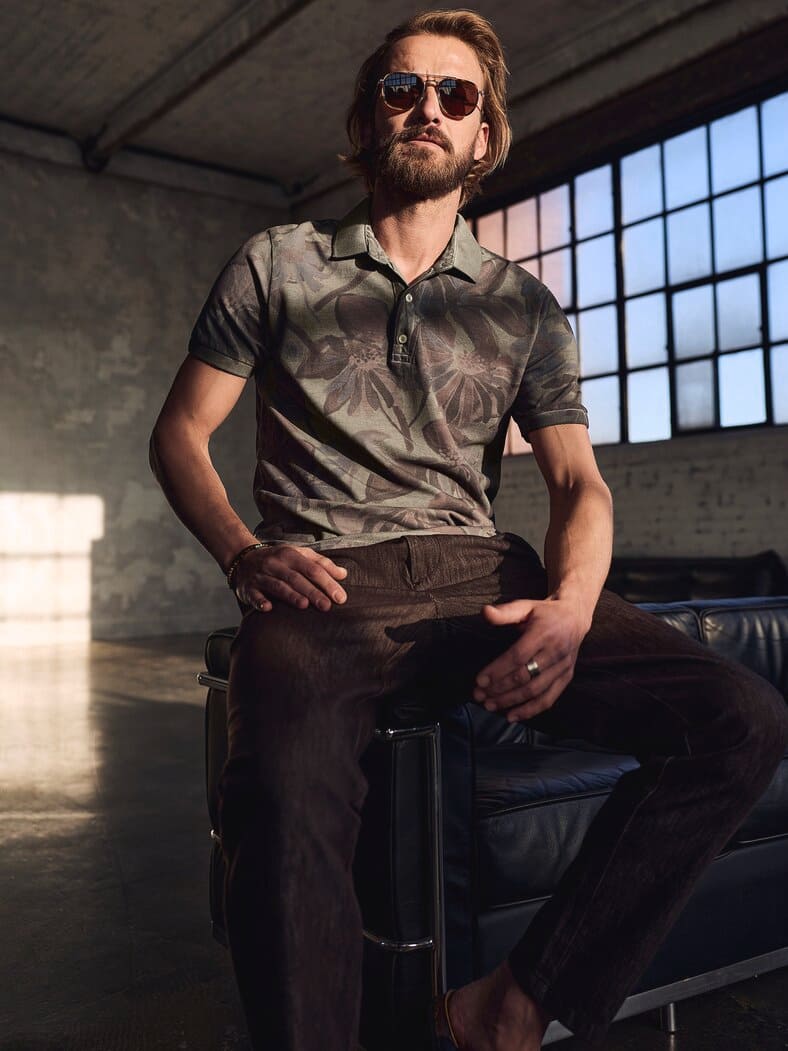 Poloshirt Press olive/tabakblatt