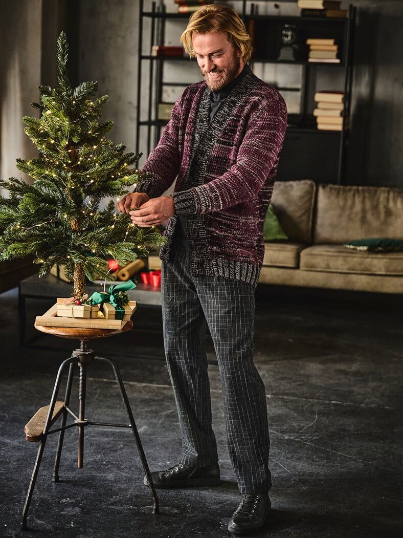 Mouline-Cardigan purpur/steinbrech