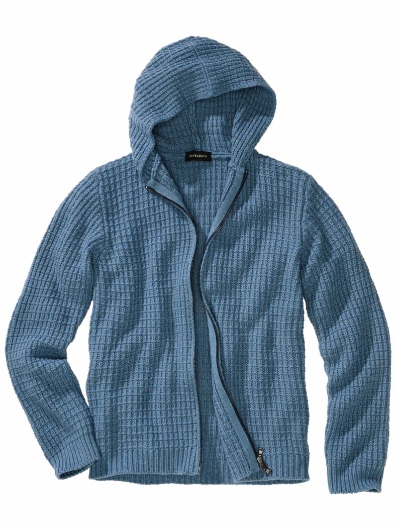 Waffel-Cardigan jeansblau