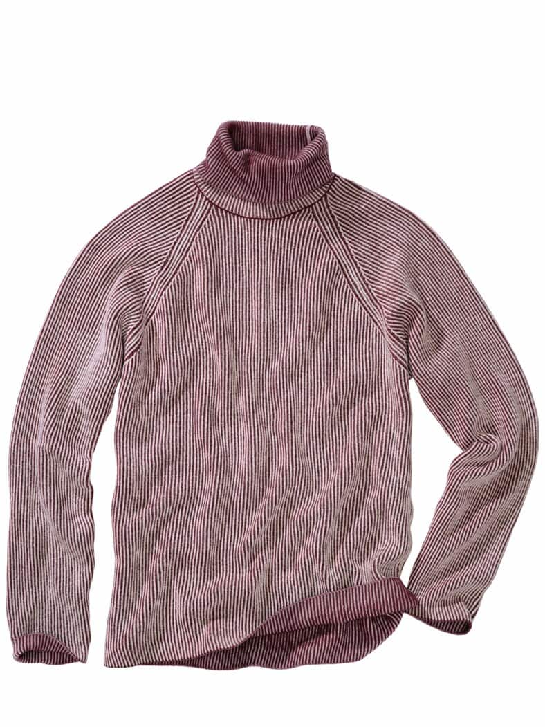 Chenille-Rollkragenpullover vanille/sauerkirsch